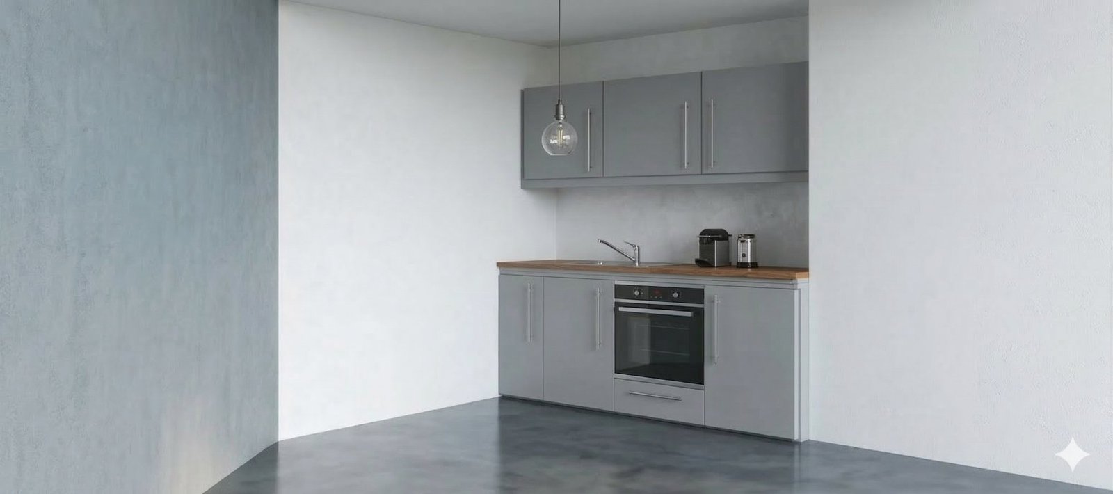 Cuisine équipée studio — gris anthracite