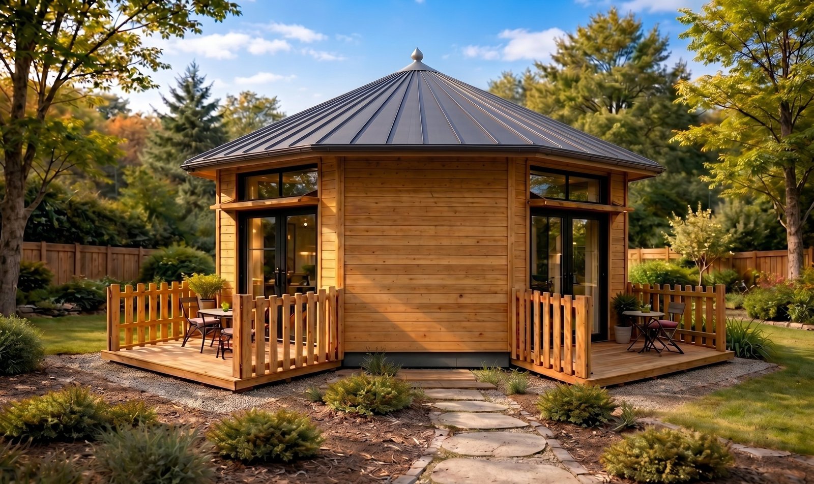Module octogonal en jardin