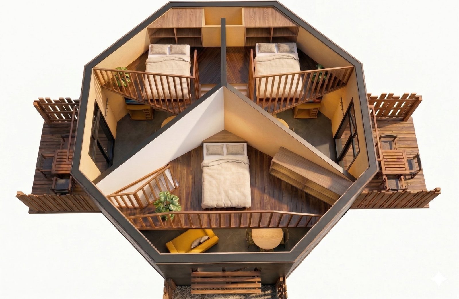 Vue aérienne R+1 — 3 mezzanines indépendantes